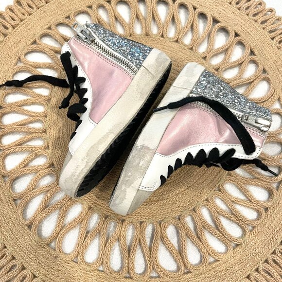 Golden Goose Slide Laminated Leather & Glitter High-Top Sneakers EU 23/ US 7 - Picture 5 of 11